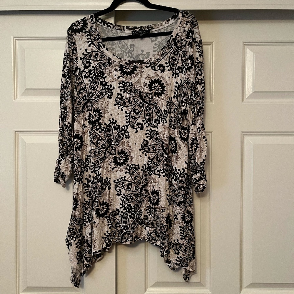 LORD & TAYLOR | Black & Cream Paisley Blouse